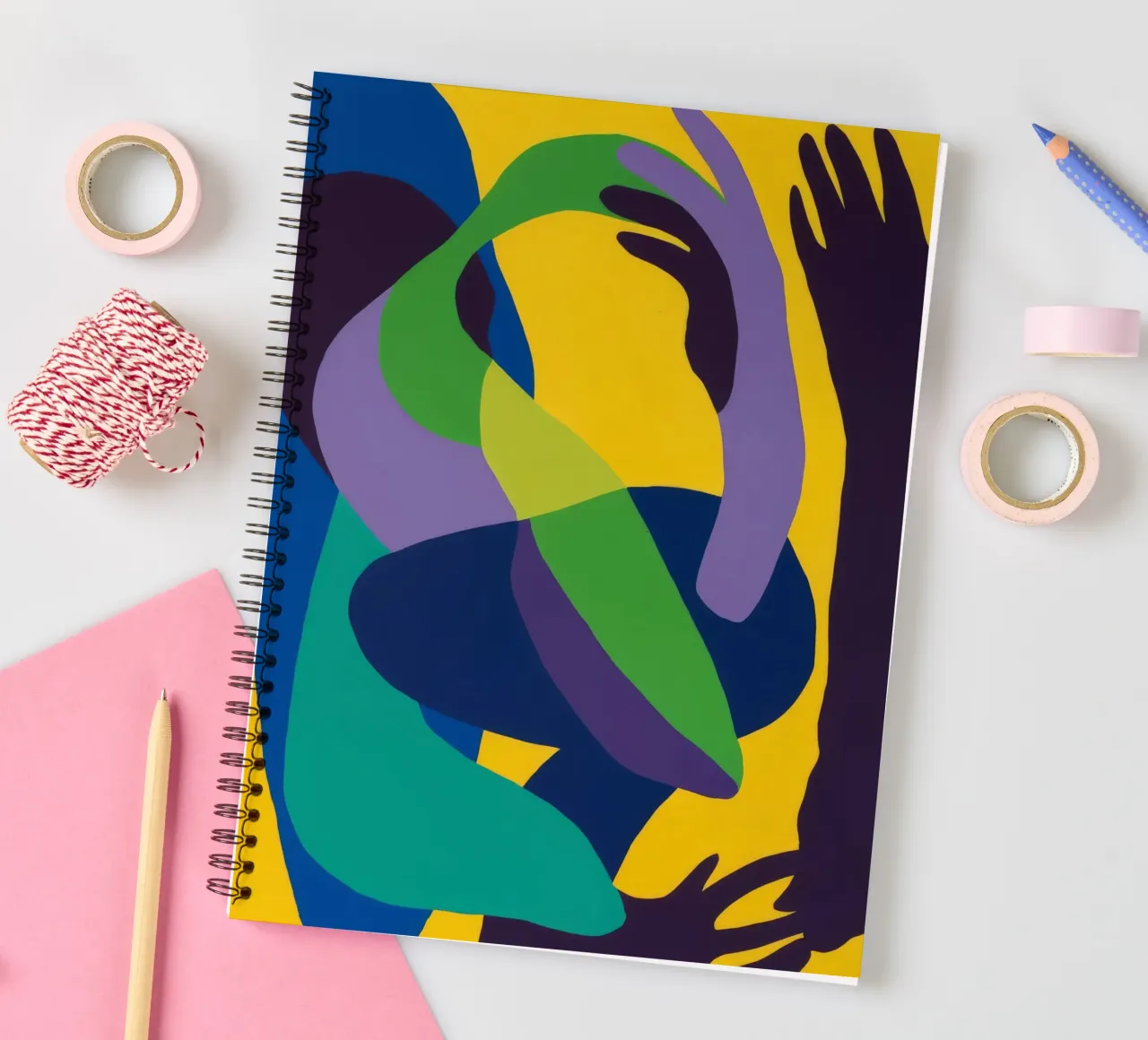 Abstract Form Embrace spiral notebook by Haven Mirage