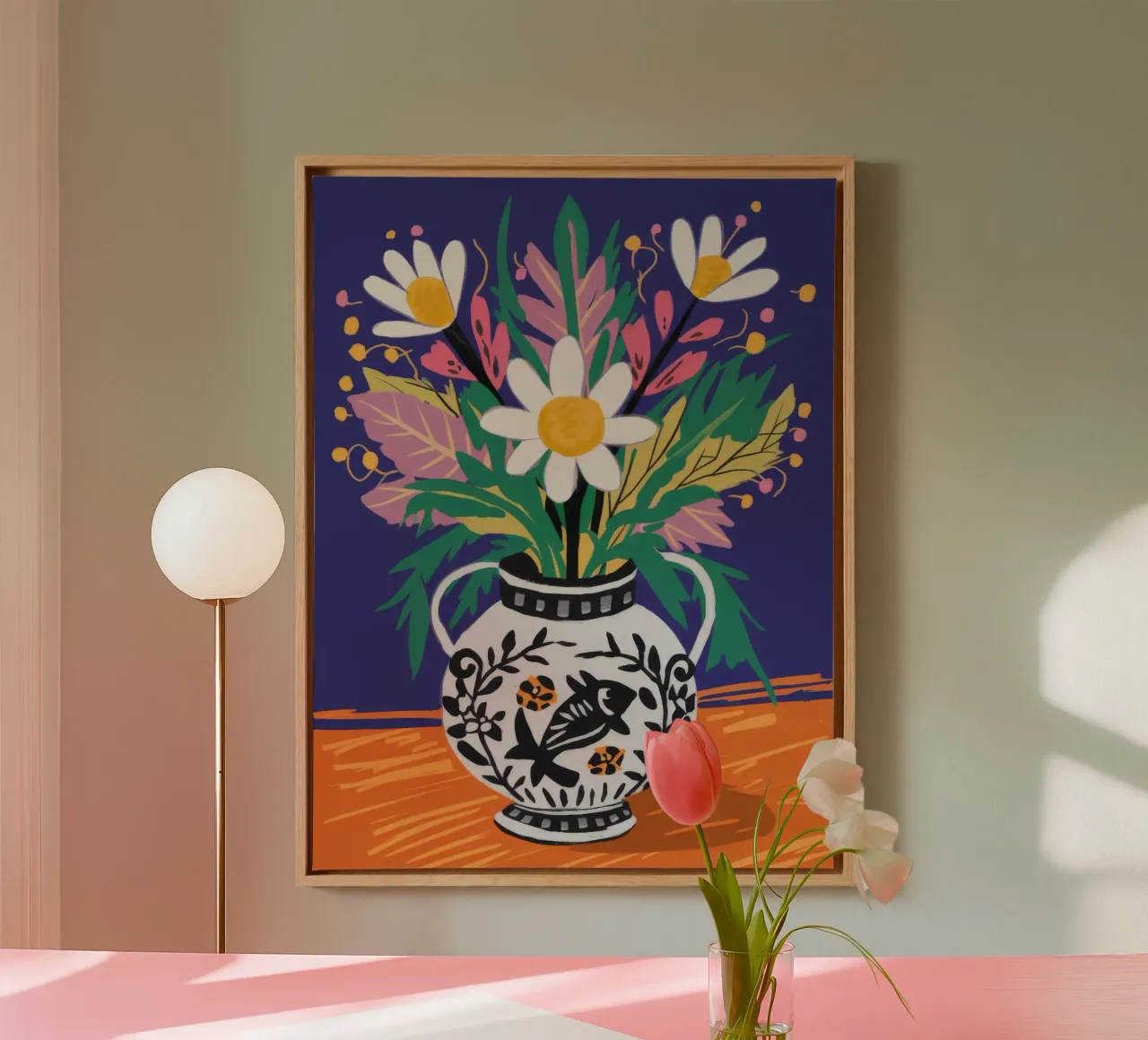 Folklore Vaas Bloeit canvas met Baklijst van Paez Harmony