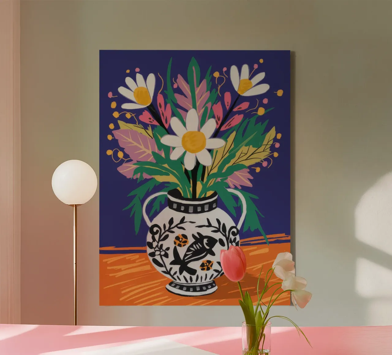 Folklore Vaas Bloeit canvas met Baklijst van Paez Harmony