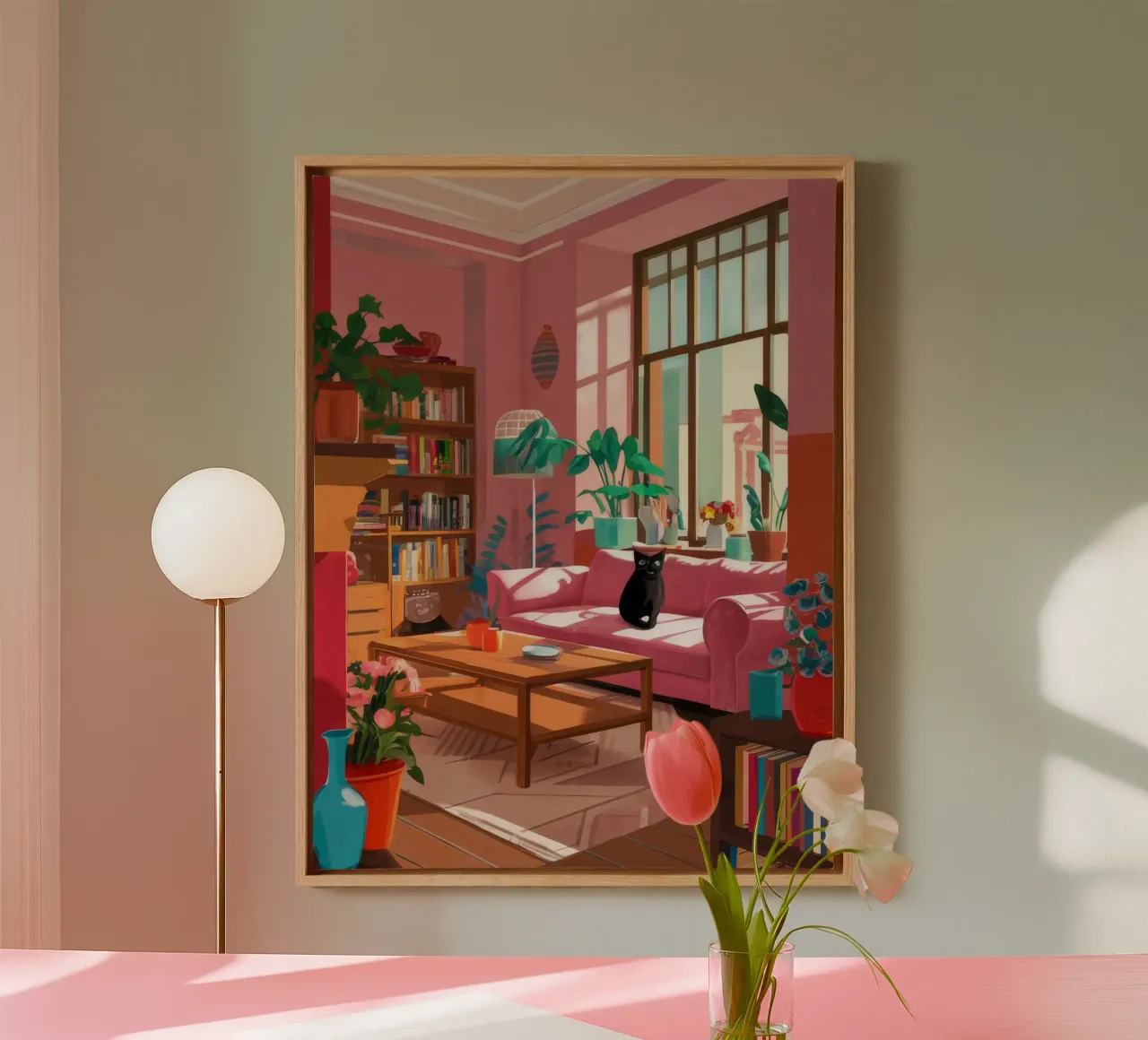 Sunbeam Reading Nook canvas with Floater frame by Lumi Eyes