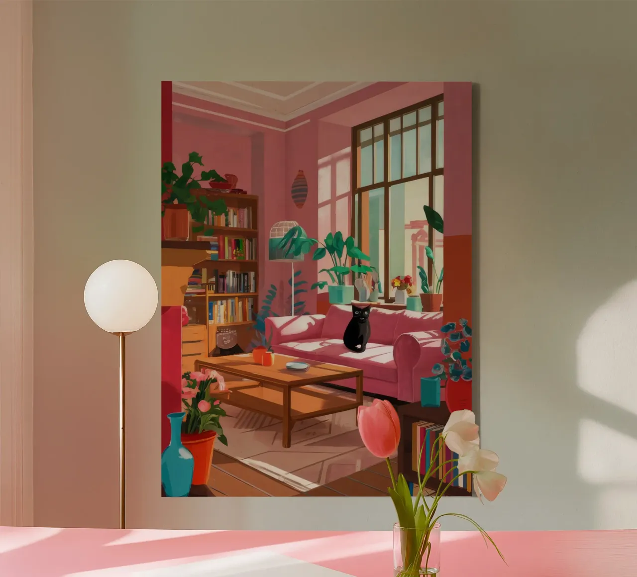 Sunbeam Reading Nook canvas with Floater frame by Lumi Eyes