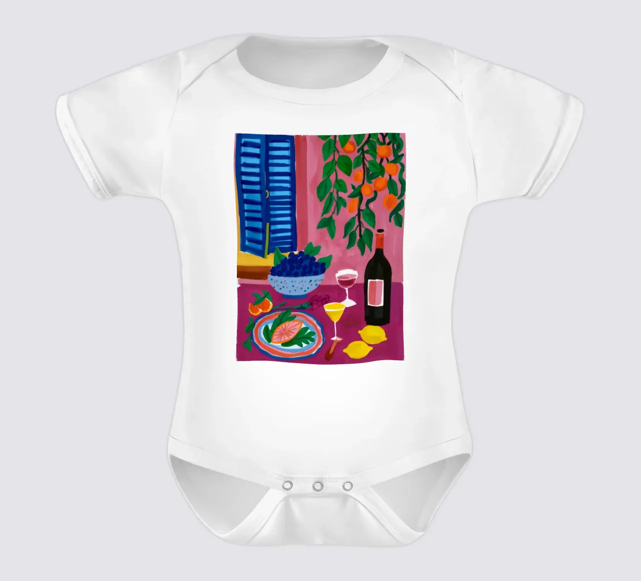Seaside Table Feast babyrompertje korte mouwen van Paez Harmony