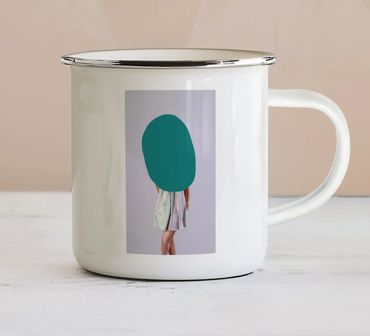 Turquoise enamel mug by Tapio Mömmö