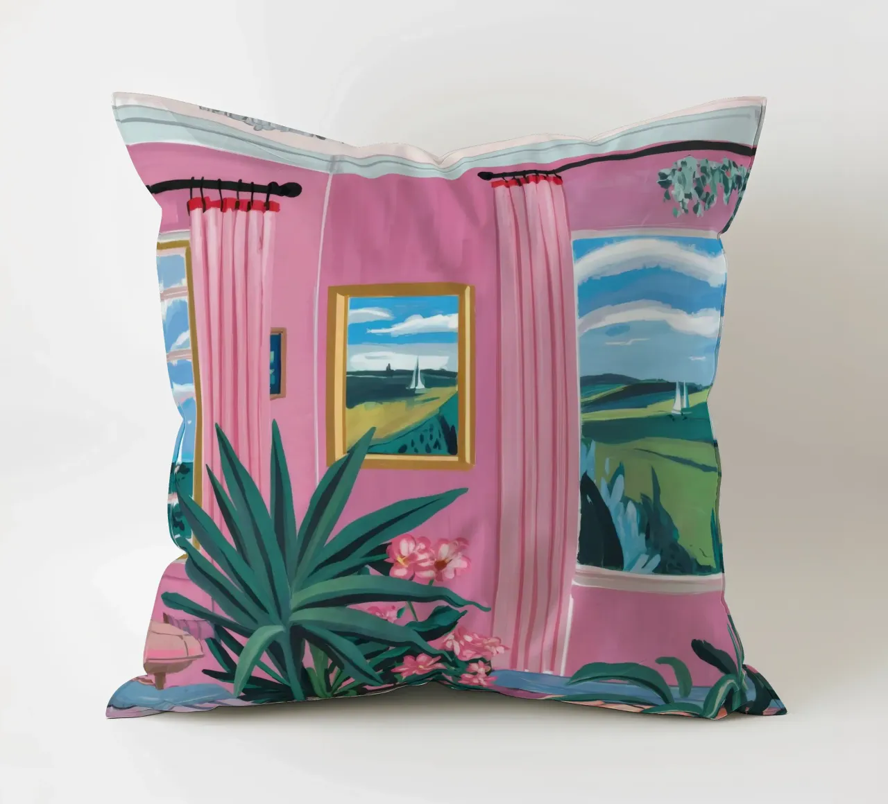 Pastel Hills Window decorative cushion by Chroma Haven