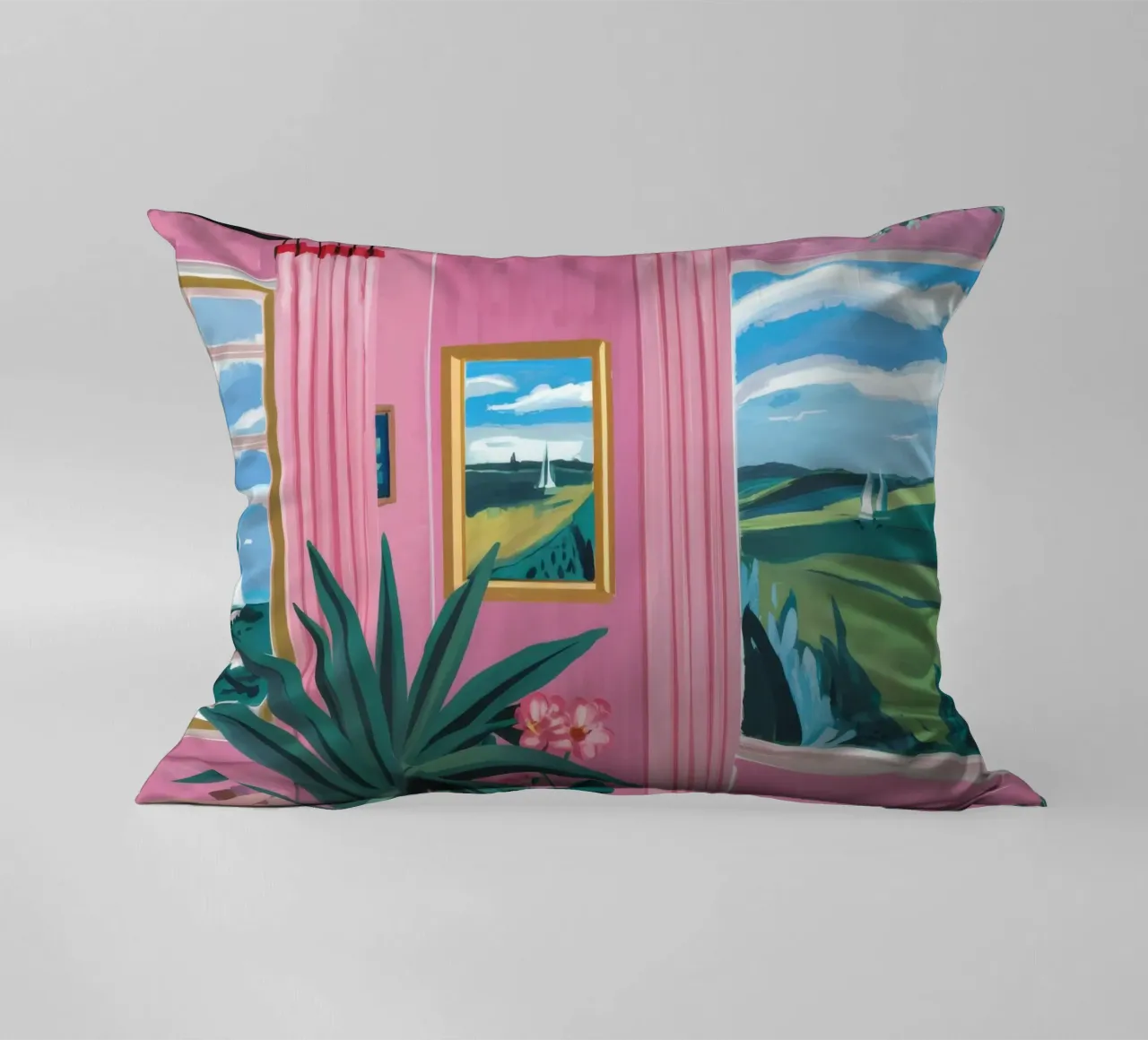 Pastel Hills Window decorative cushion by Chroma Haven