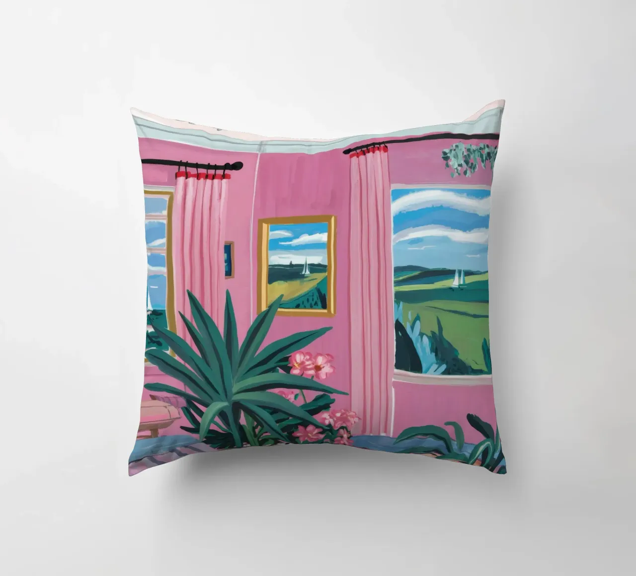 Pastel Hills Window decorative cushion by Chroma Haven