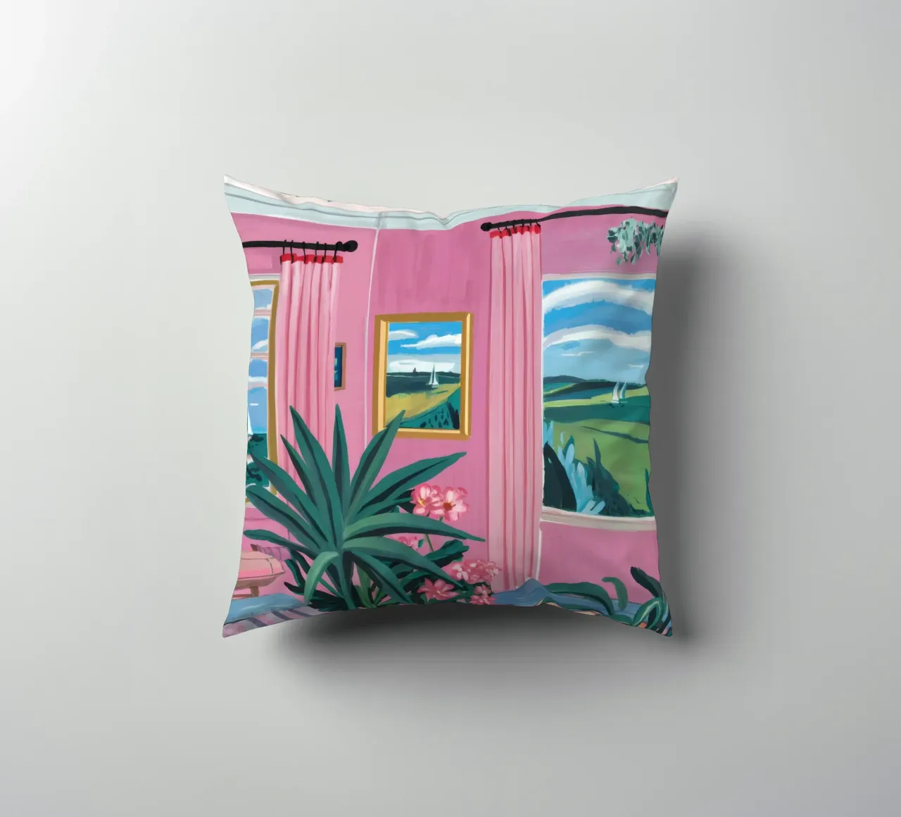Pastel Hills Window decorative cushion by Chroma Haven