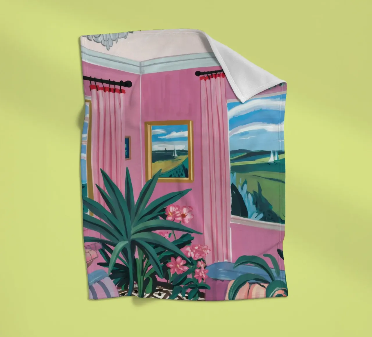 Pastel Hills Window fleece blanket by Chroma Haven