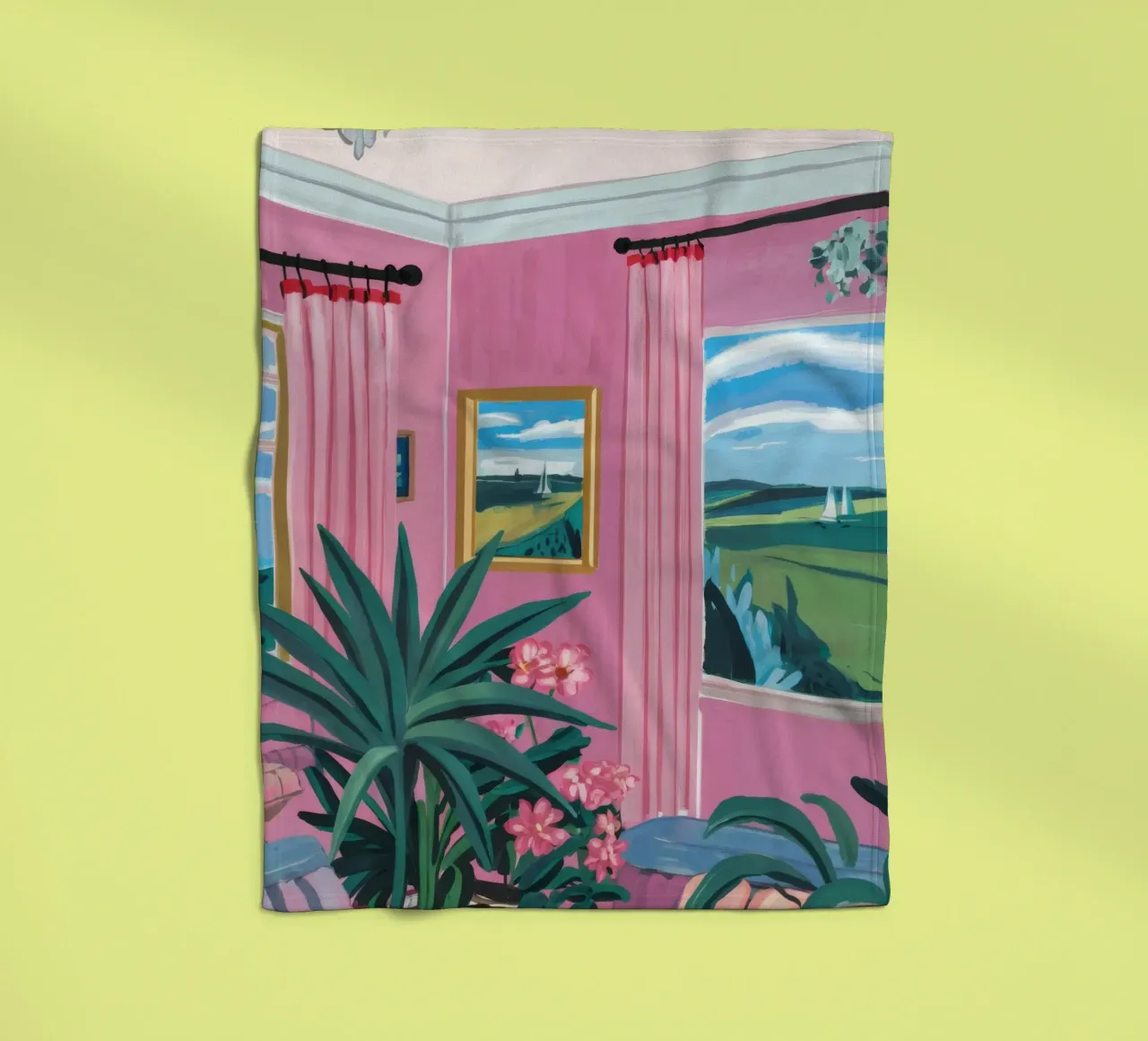 Pastel Hills Window fleece blanket by Chroma Haven