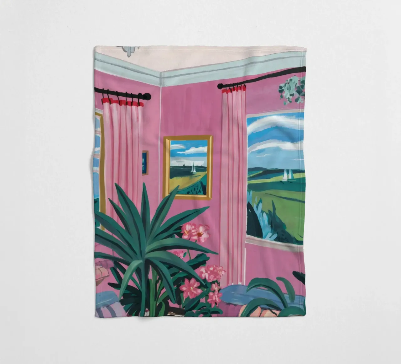 Pastel Hills Window fleece blanket by Chroma Haven