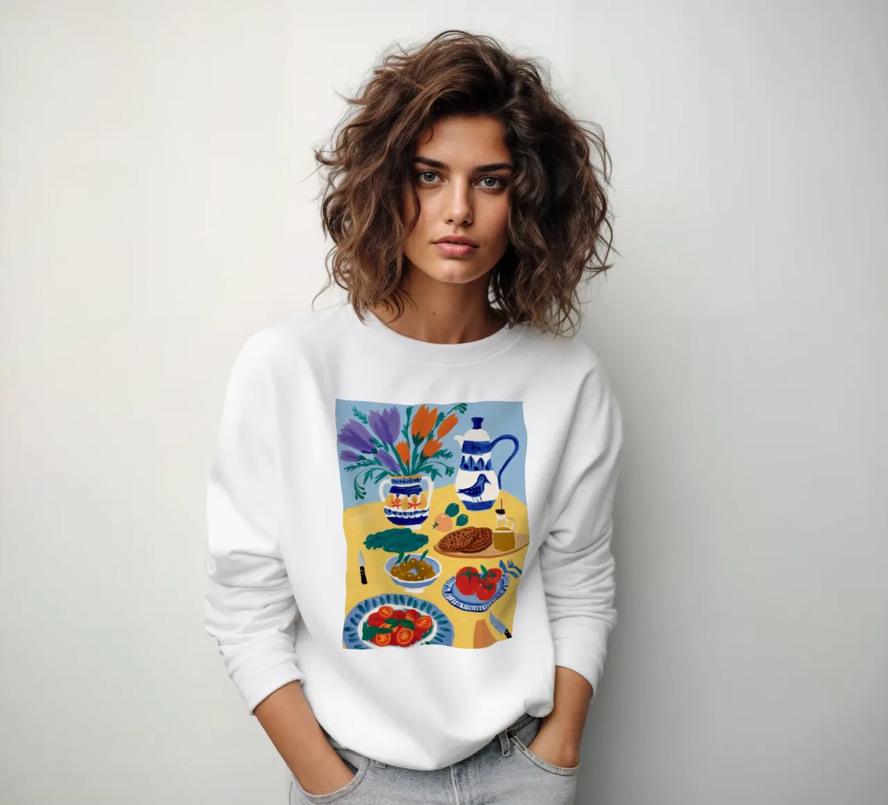 Breakfast Bloom Table sweatshirt by Paez Harmony