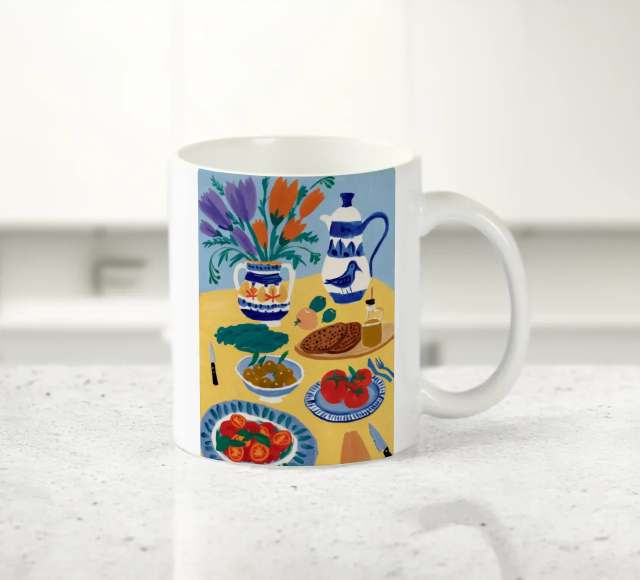 Frühstück Blütentisch Keramik Tasse von Paez Harmony