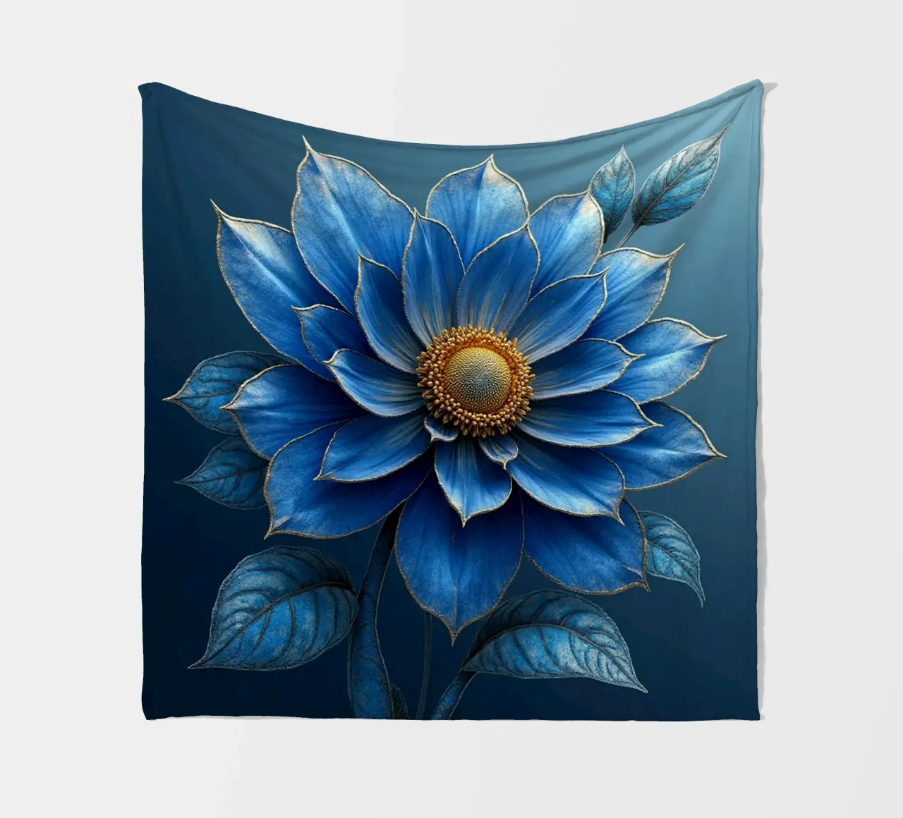 Accattivante sogno botanico blu notte e oro coperta in pile da Artistic-shop
