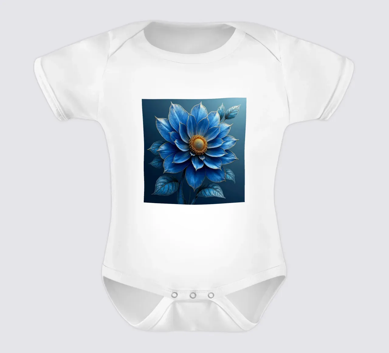 Fesselnder Botanischer Traum in Mitternachtsblau und Gold Kurzarm Babybody von Artistic-shop