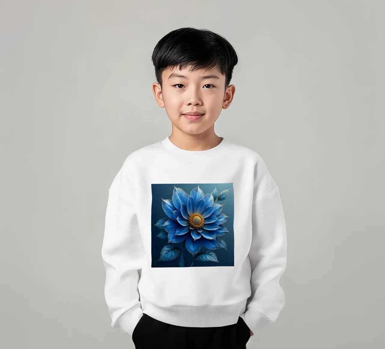 Accattivante sogno botanico blu notte e oro felpa bambino da Artistic-shop