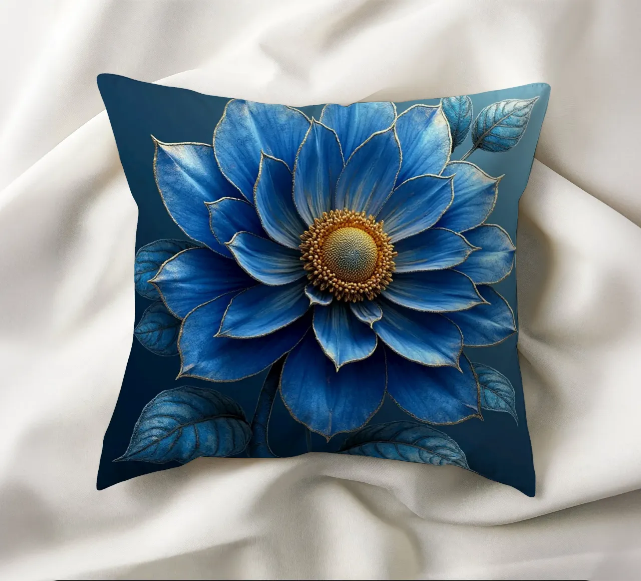 Accattivante sogno botanico blu notte e oro cuscino da Artistic-shop