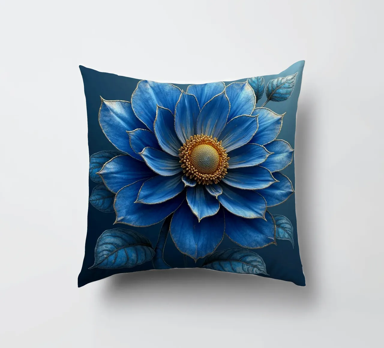 Accattivante sogno botanico blu notte e oro cuscino da Artistic-shop