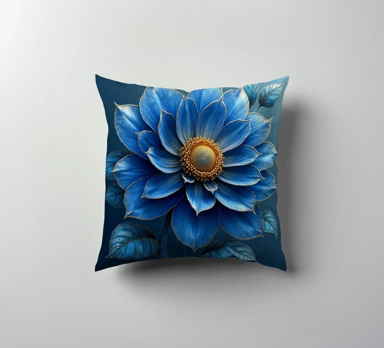 Accattivante sogno botanico blu notte e oro cuscino da Artistic-shop