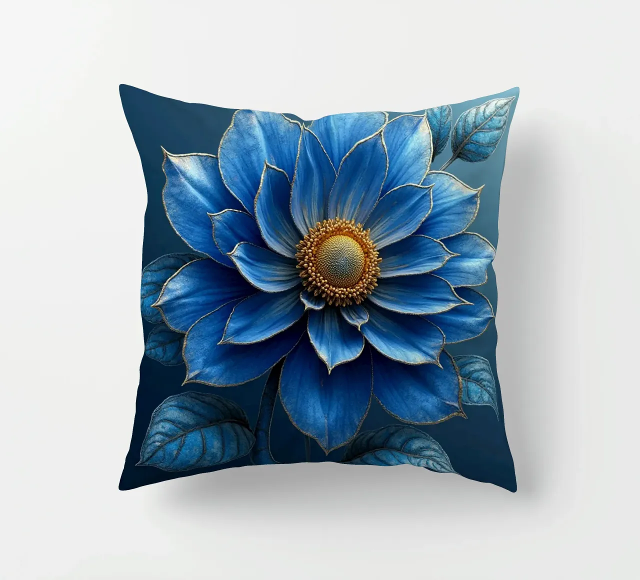 Accattivante sogno botanico blu notte e oro cuscino da Artistic-shop