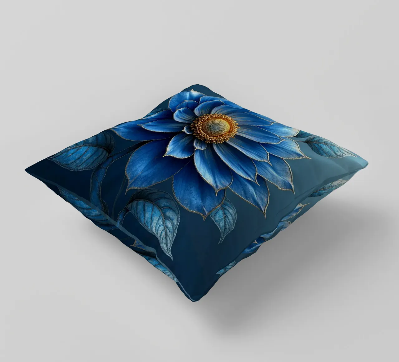 Accattivante sogno botanico blu notte e oro cuscino da Artistic-shop