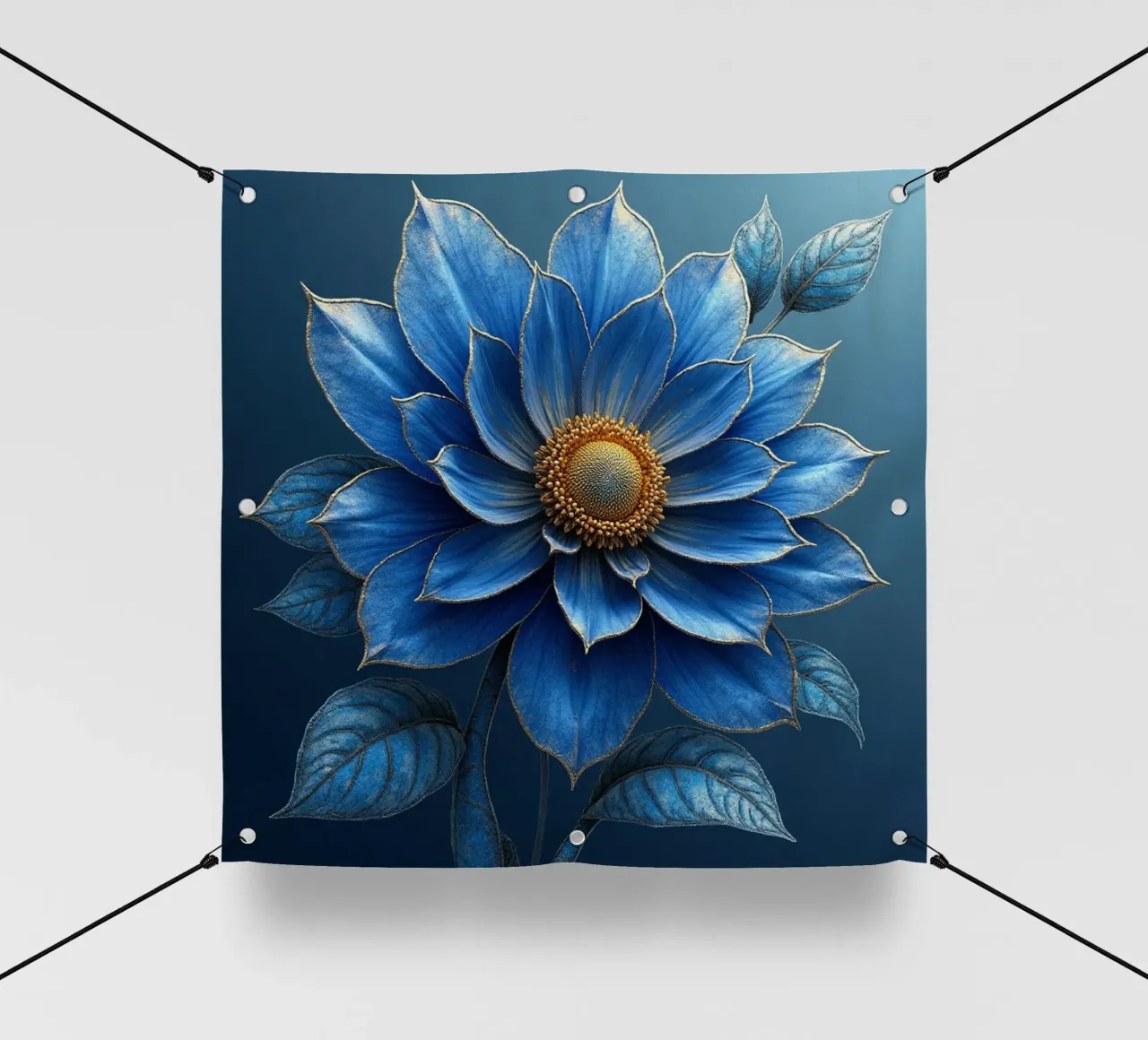 Accattivante sogno botanico blu notte e oro telo in pvc da Artistic-shop
