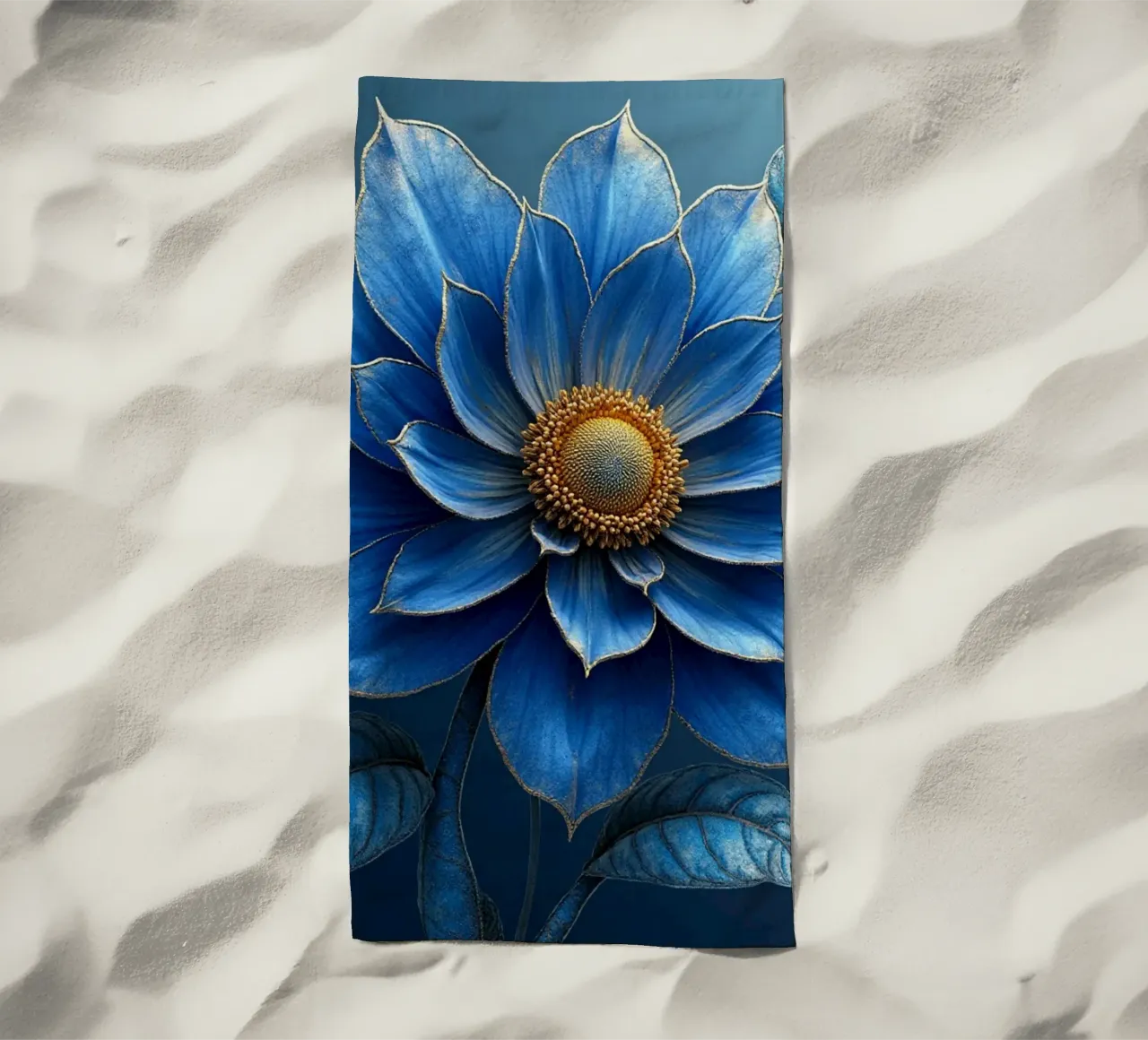 Accattivante sogno botanico blu notte e oro telo mare da Artistic-shop