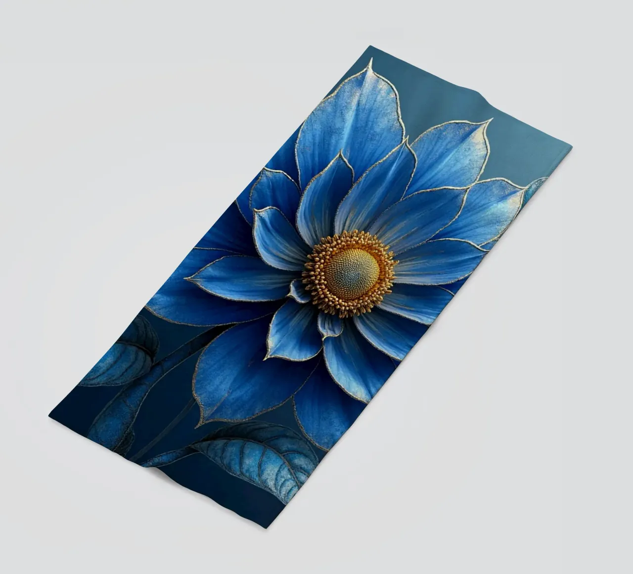 Accattivante sogno botanico blu notte e oro telo mare da Artistic-shop