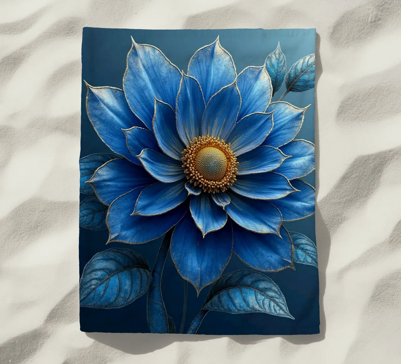 Accattivante sogno botanico blu notte e oro telo mare da Artistic-shop