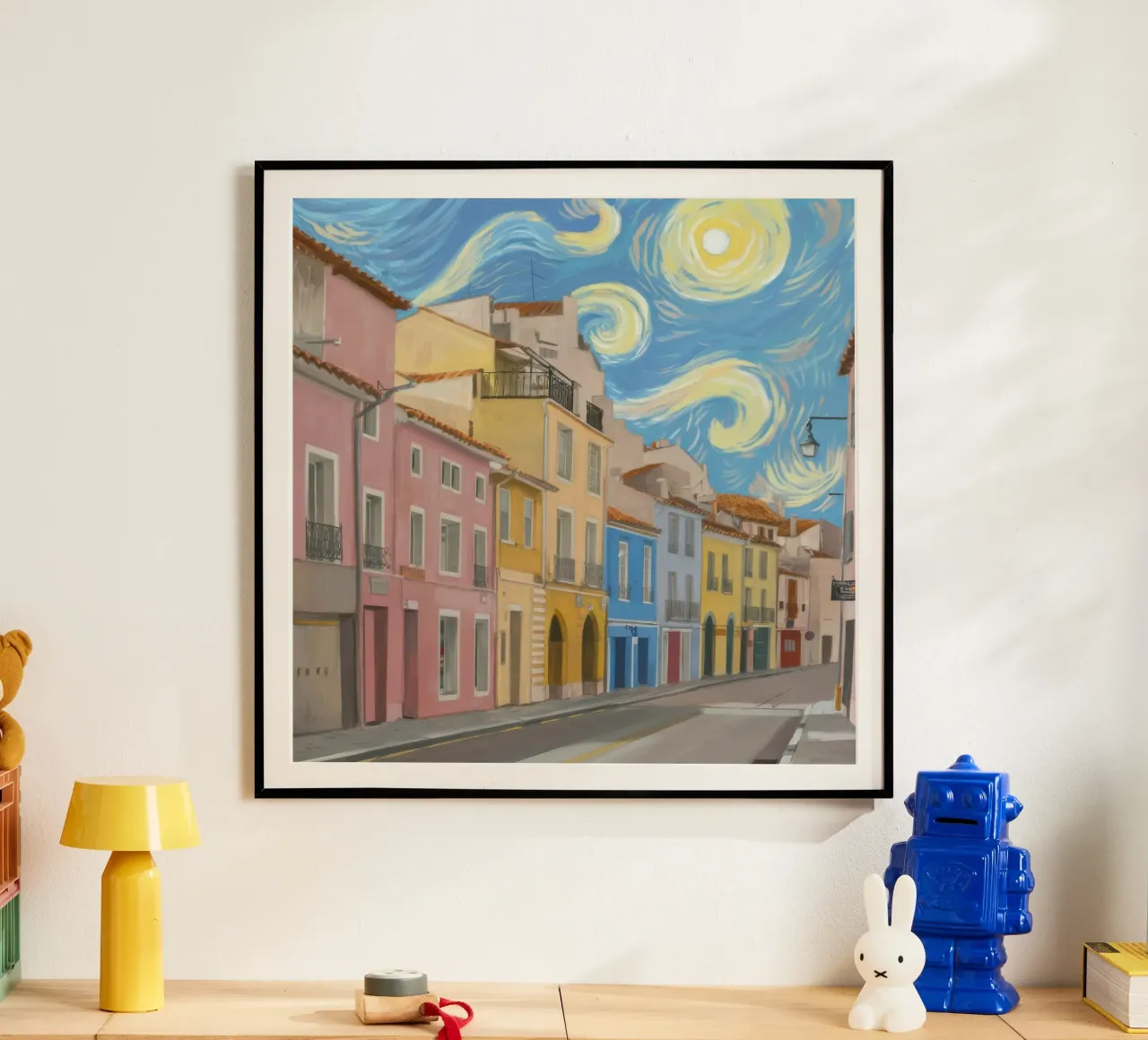 Via della Notte Stellata poster con telaio in plastica da Haven Mirage