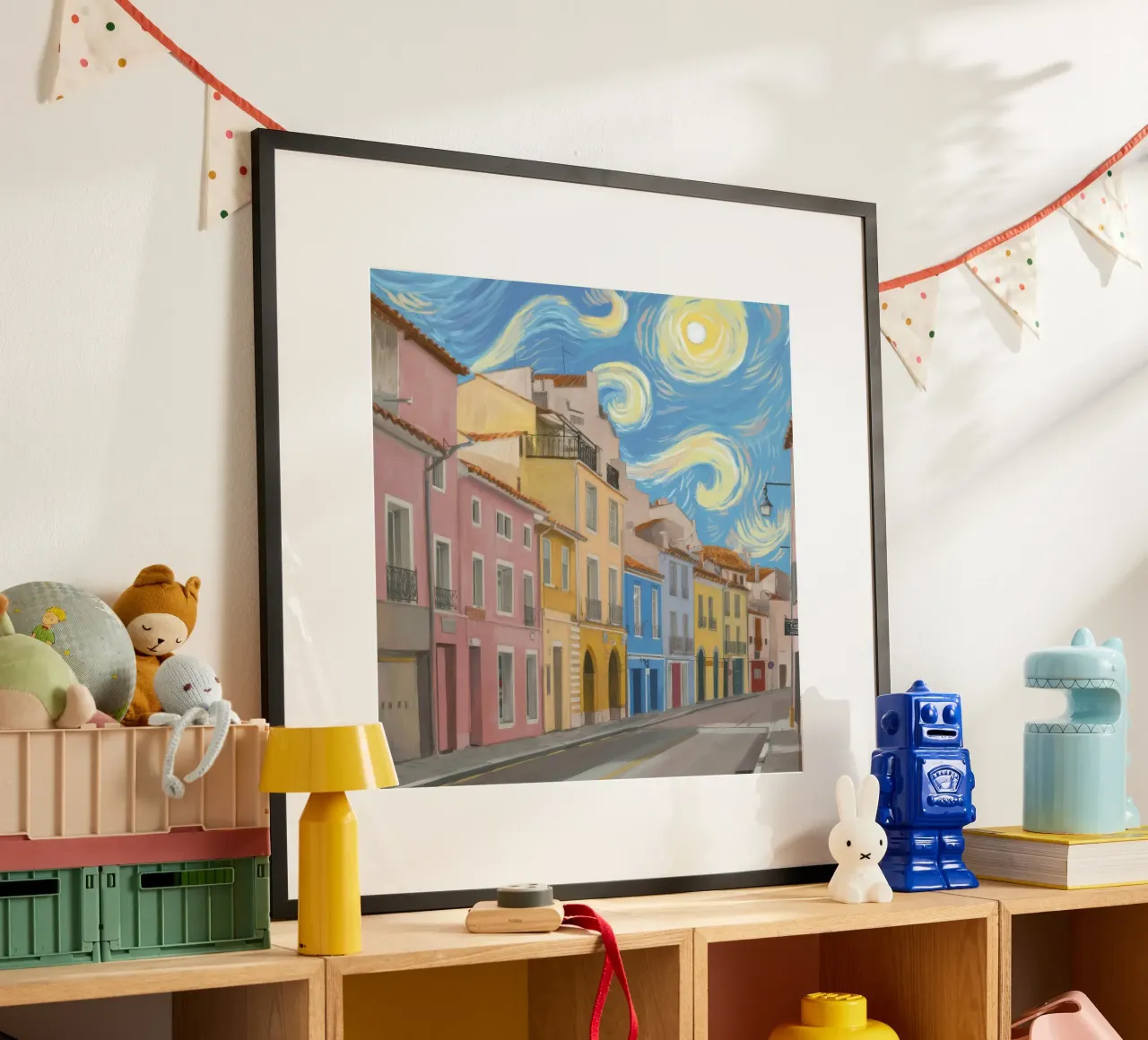 Via della Notte Stellata poster con telaio in plastica da Haven Mirage