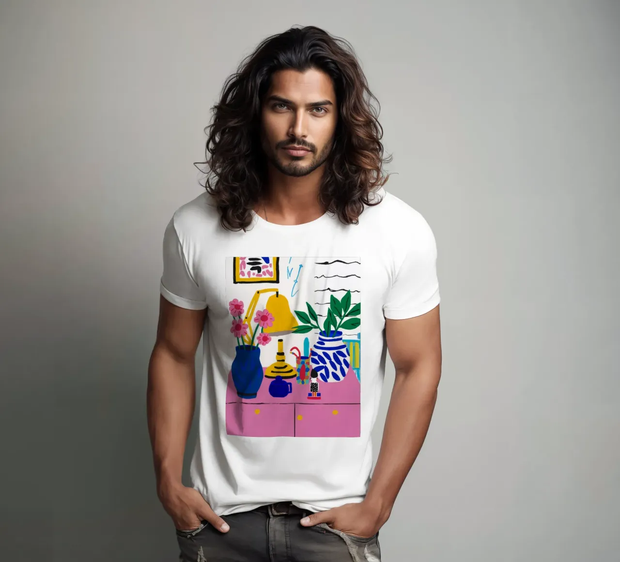 Pink Cabinet Florals t-shirt by Paez Harmony