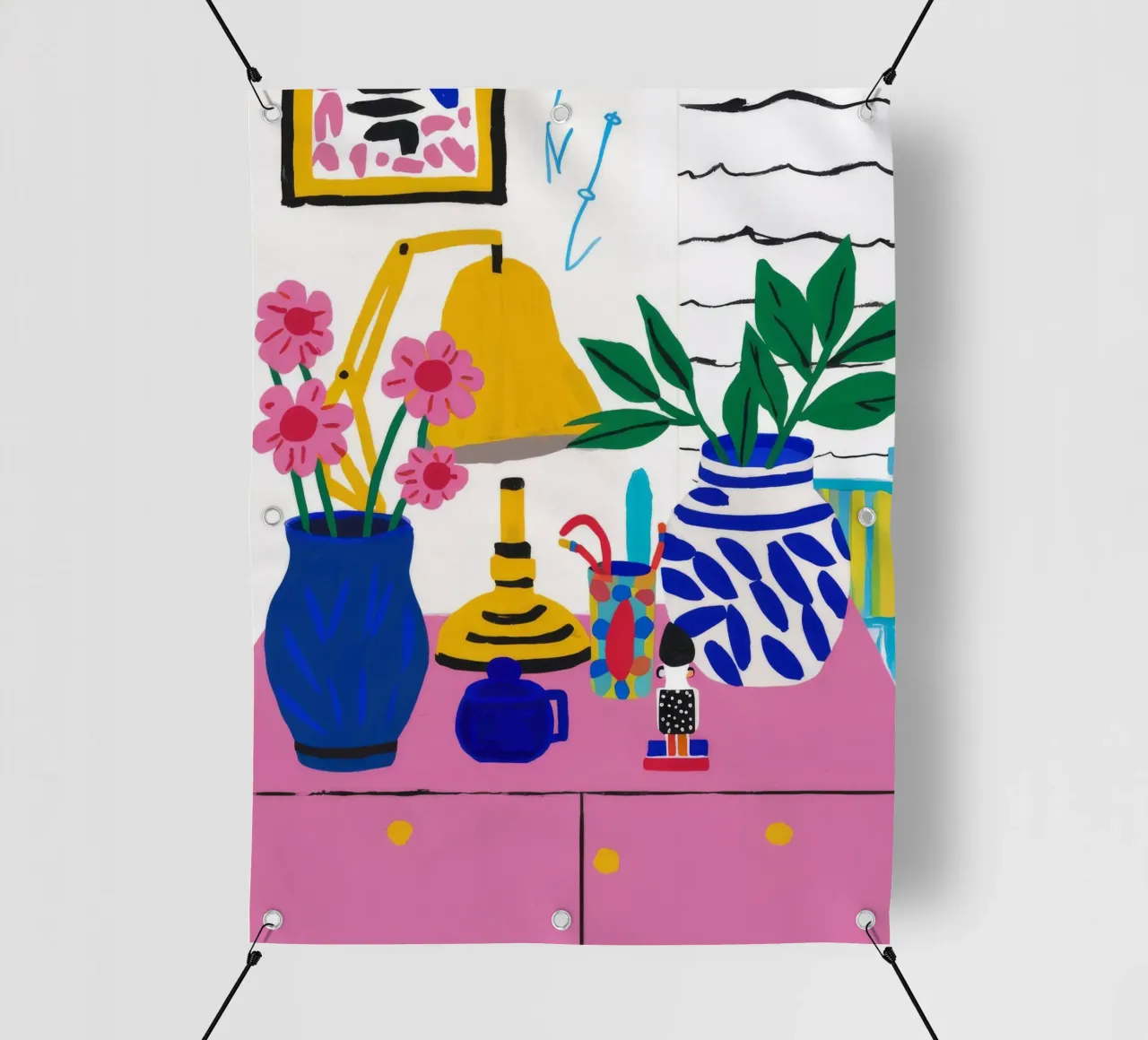 Fiori di gabinetto rosa telo in pvc da Paez Harmony