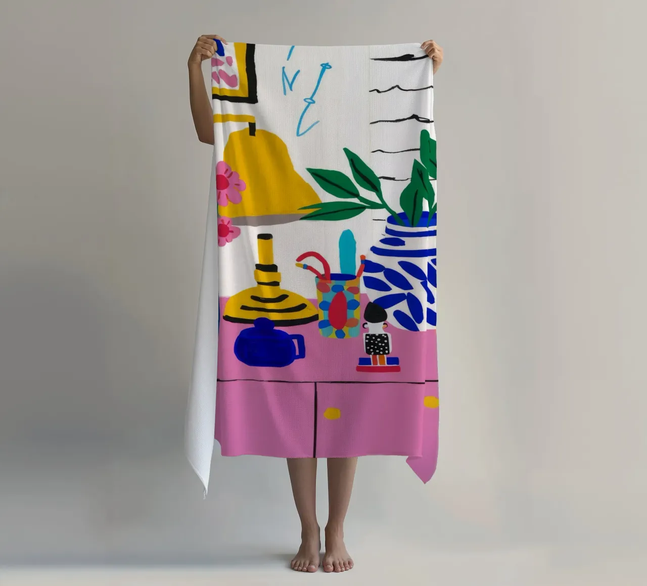 Pink Cabinet Florals beach towel by Paez Harmony