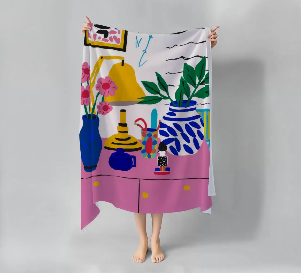 Pink Cabinet Florals beach towel by Paez Harmony