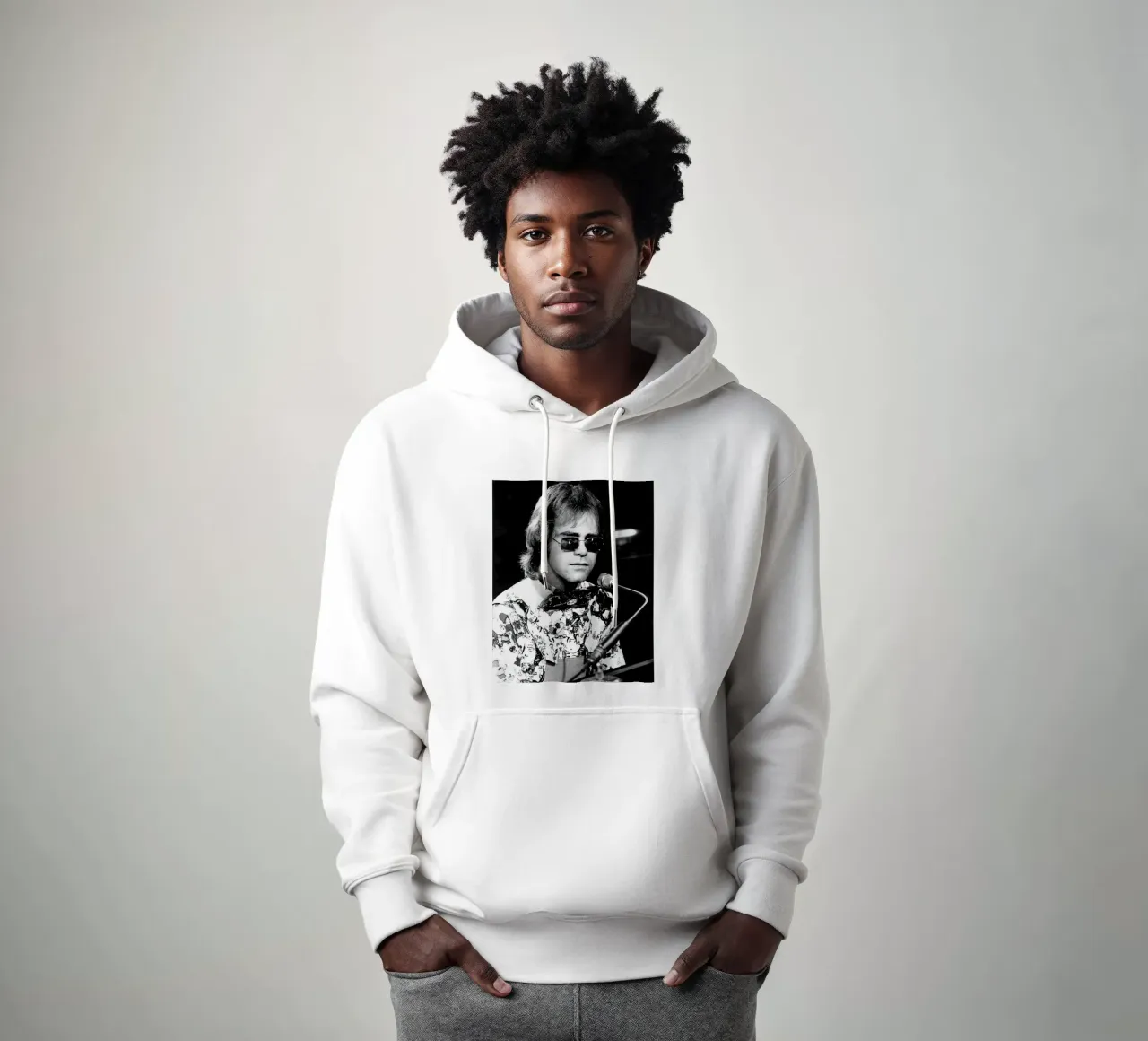 Black And White Concert Elton John hoodie by fardanjadex