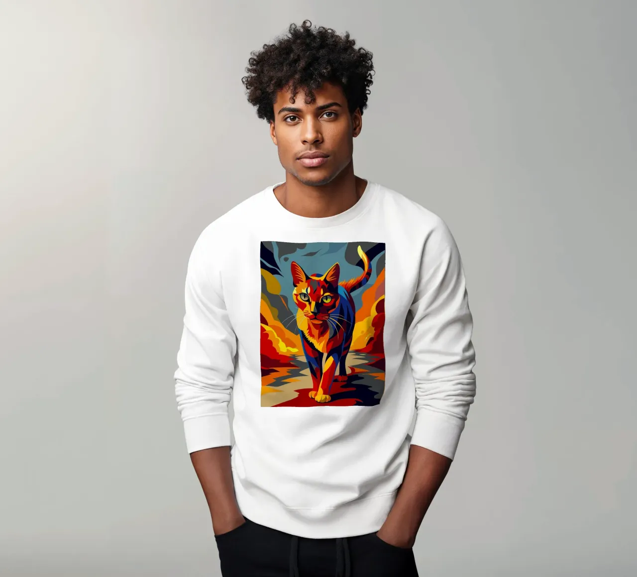 cat painting art sweatshirt by zetazone