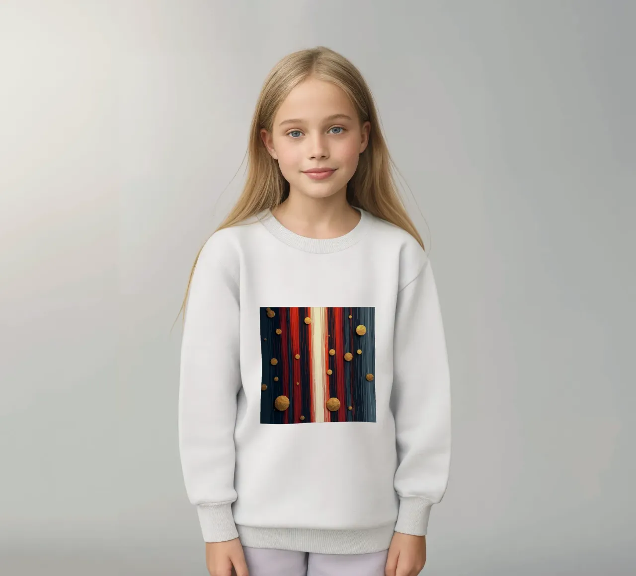 Orbite d'oro strutturate su un blu profondo striato felpa bambino da Artistic-shop