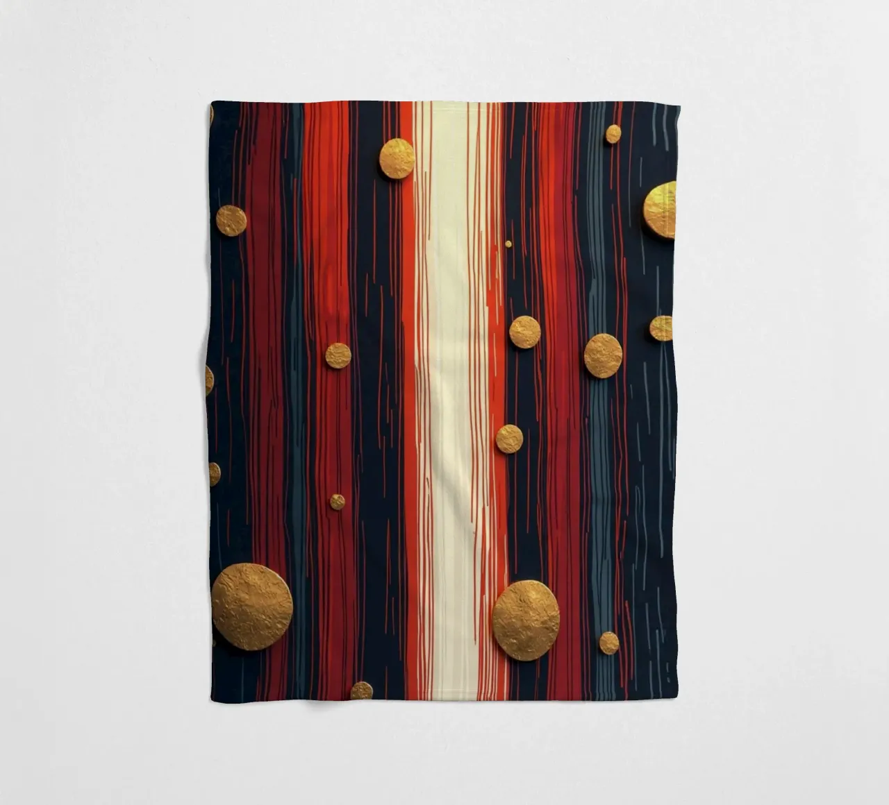 Orbite d'oro strutturate su un blu profondo striato coperta in pile da Artistic-shop