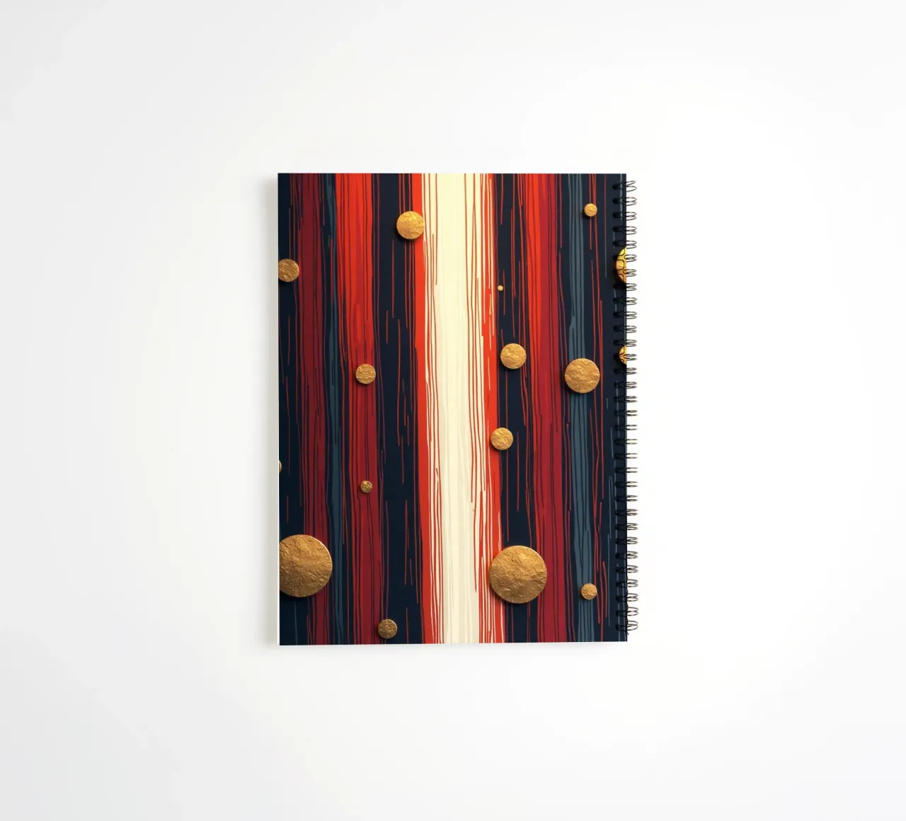 Textured Gold Orbs on a Striated Deep Blue spiral notebook by Artistic-shop