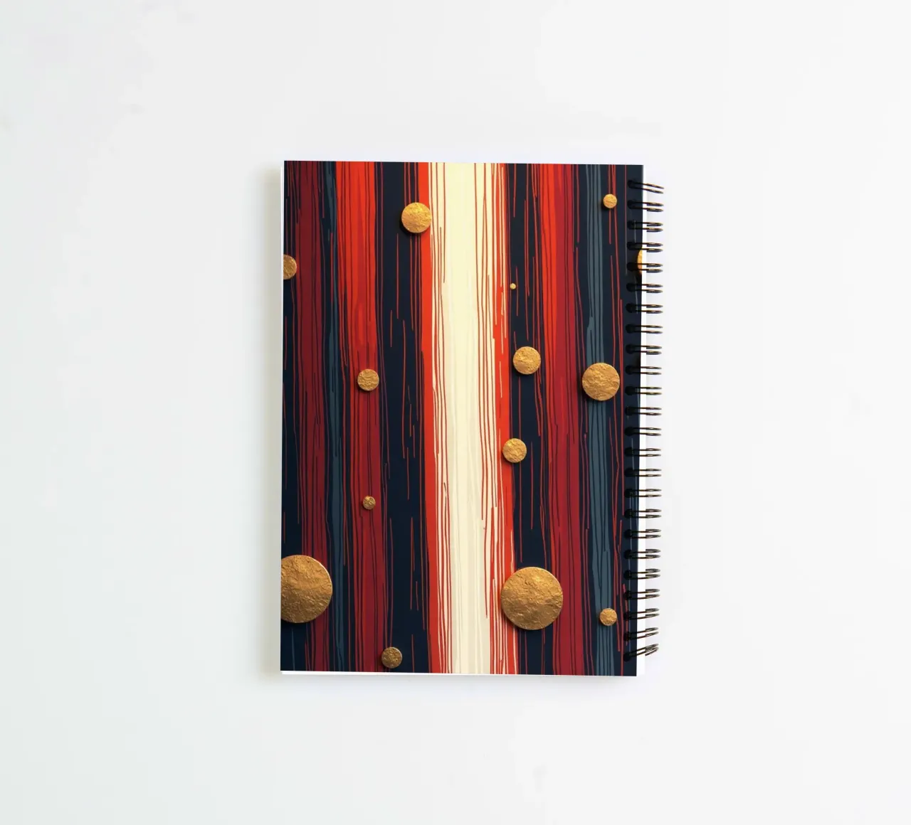 Textured Gold Orbs on a Striated Deep Blue spiral notebook by Artistic-shop