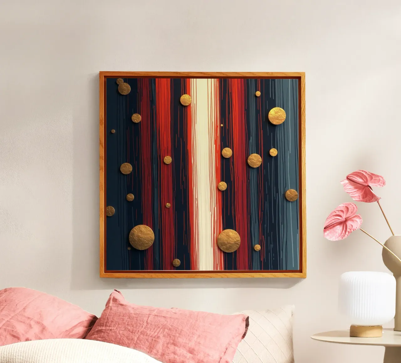 Orbite d'oro strutturate su un blu profondo striato plexiglass da Artistic-shop