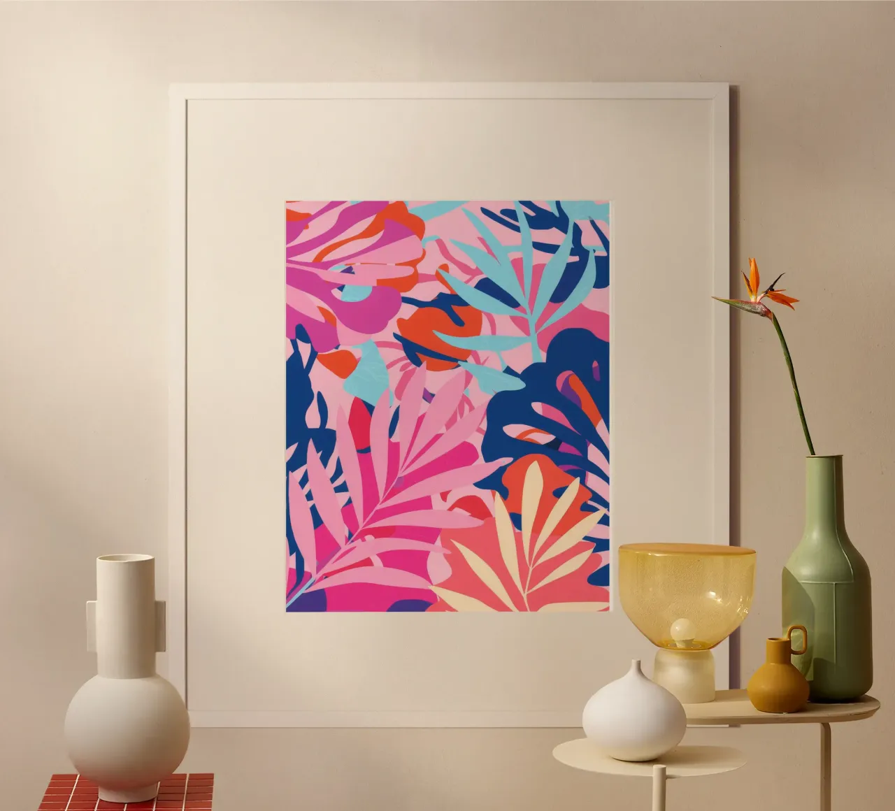 Esuberanza della giungla rosa poster con telaio in alluminio da Haven Mirage