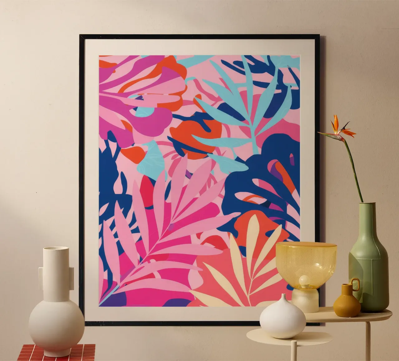 Esuberanza della giungla rosa poster con telaio in alluminio da Haven Mirage