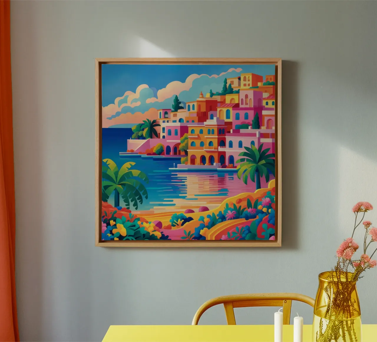 Bay of Reflection canvas with Floater frame by Jasper Rune