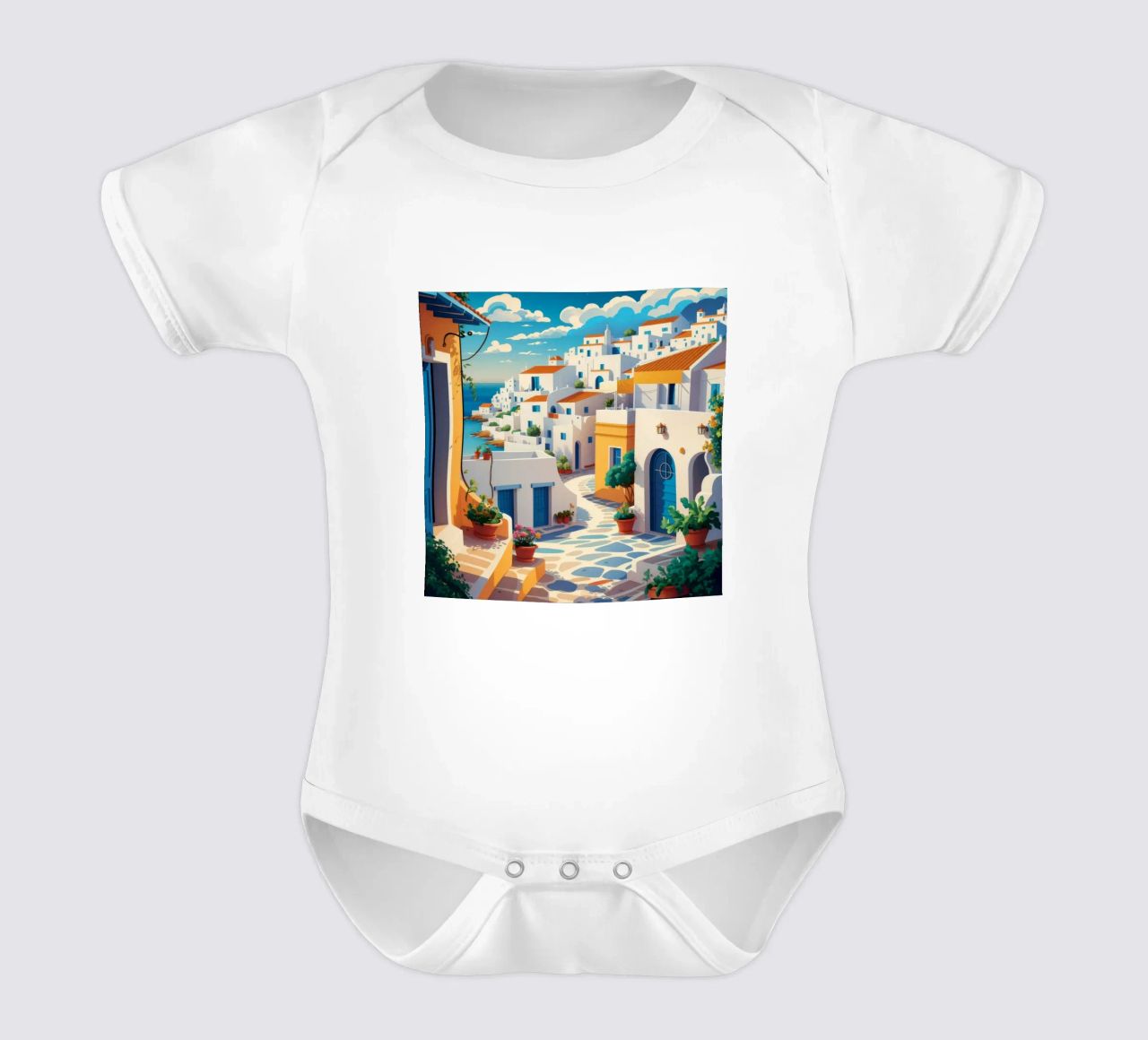 Santorini Sommer Traum Kurzarm Babybody von Haven Mirage