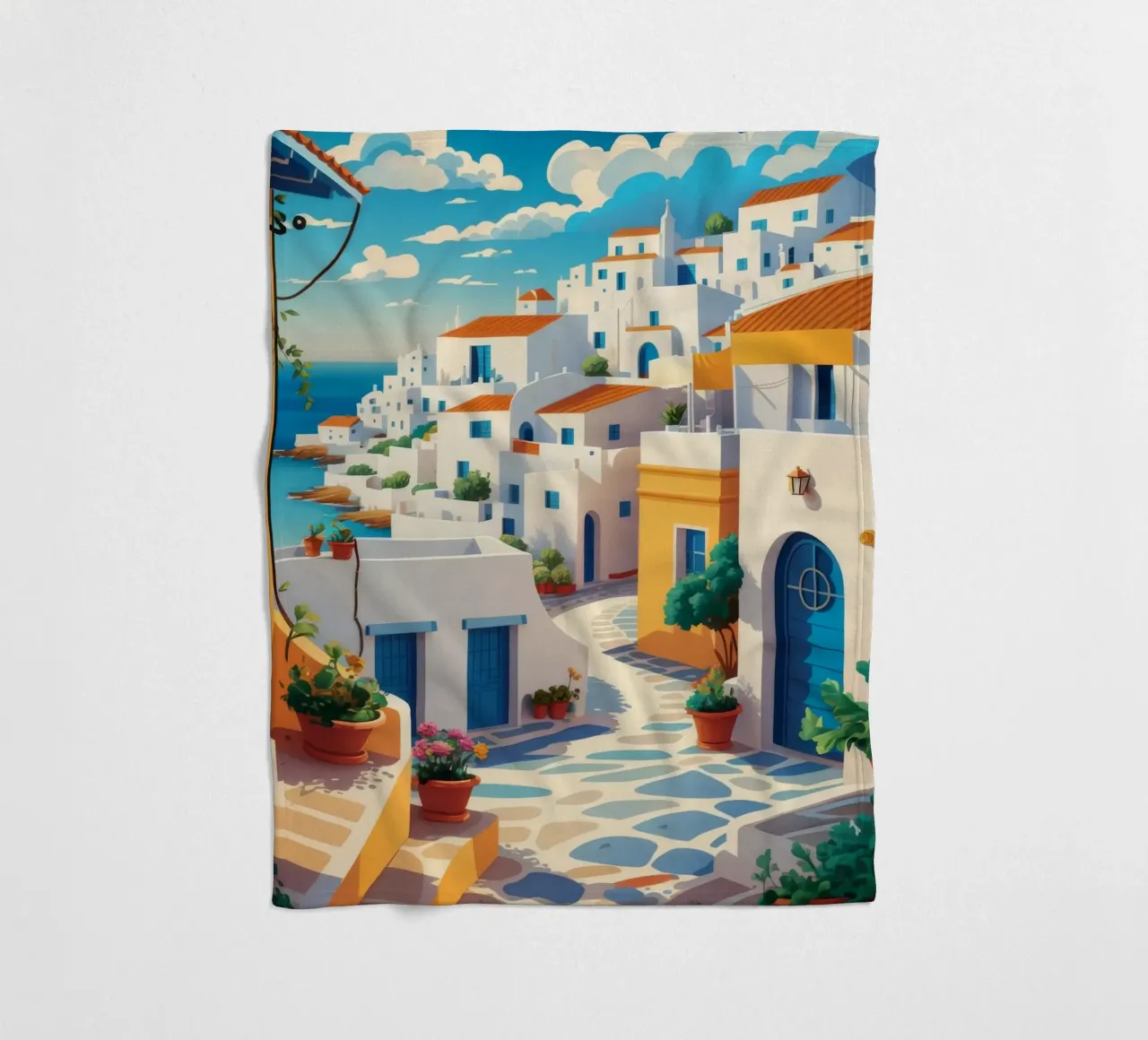 Santorini Summer Dream fleece blanket by Haven Mirage