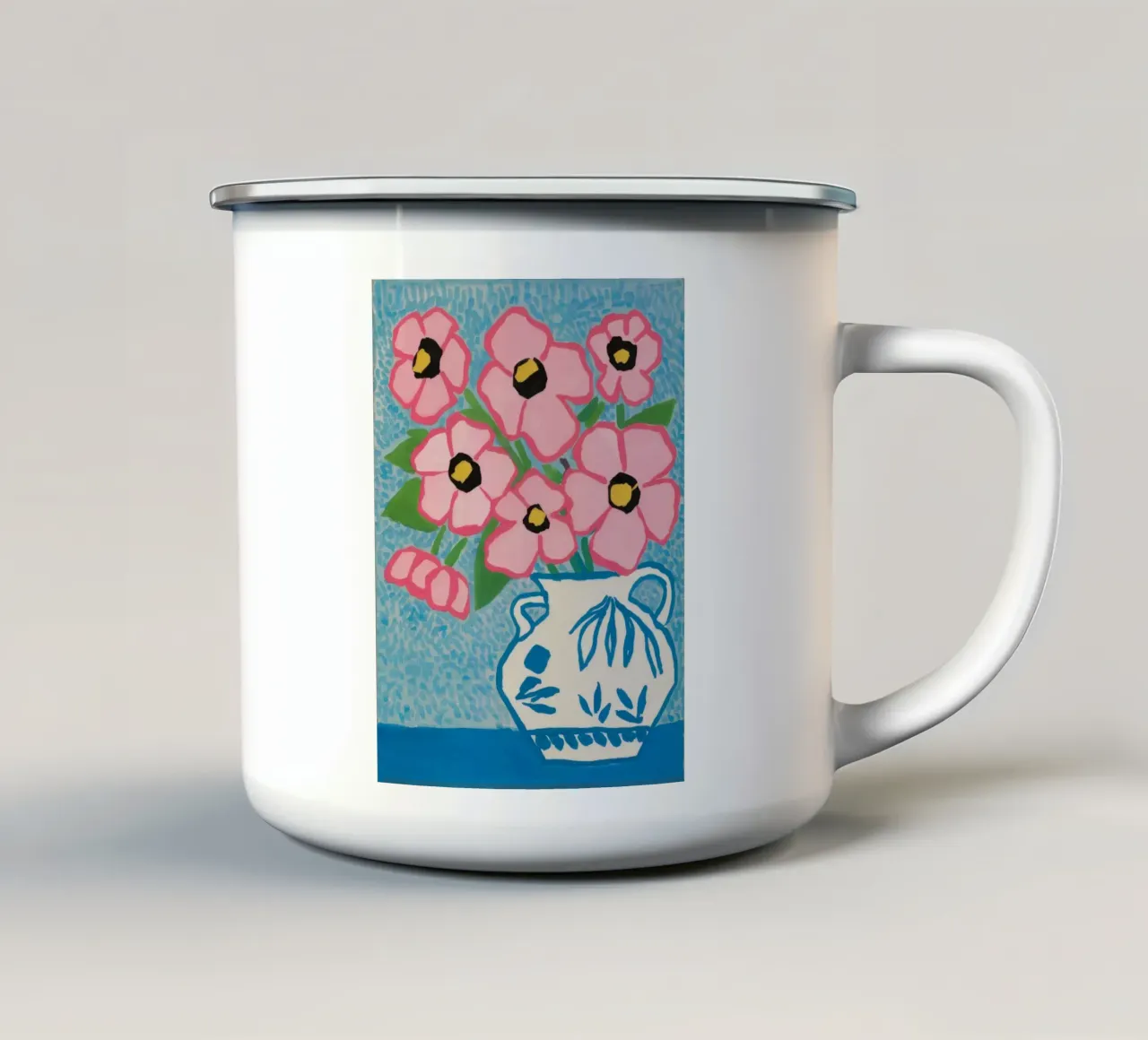 Vaso blu Peonie tazza in smalto da Paez Harmony