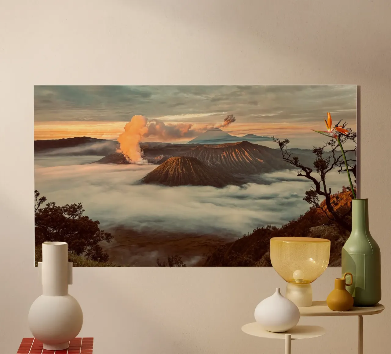 vulkaan bergen acryl van Earthly Visions