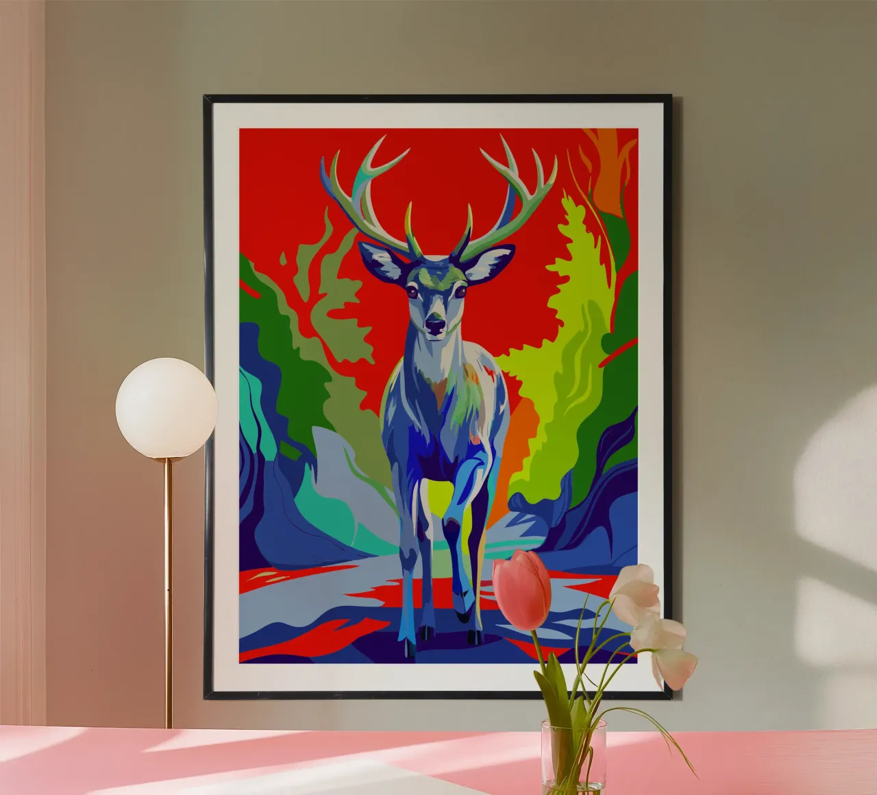 hert schilderij kunst poster met kunststof frame van zetazone