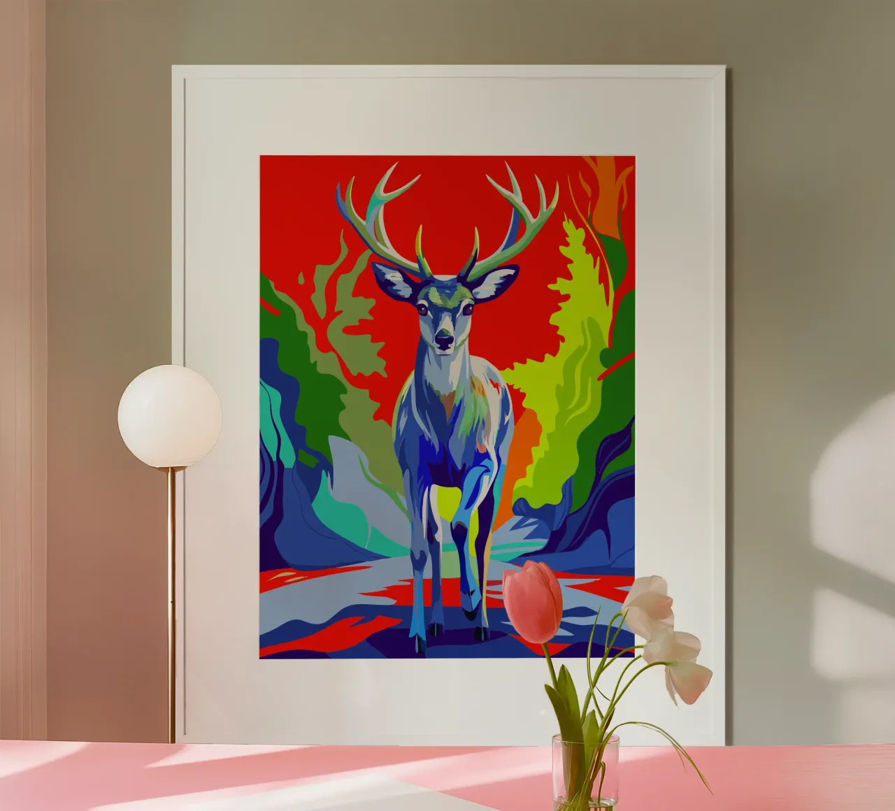hert schilderij kunst poster met kunststof frame van zetazone